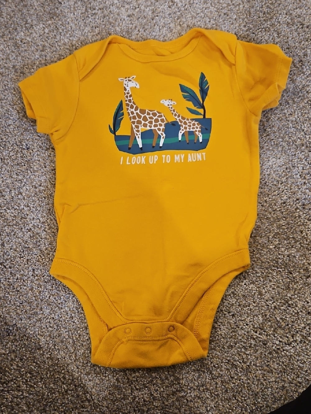 Old Navy Mustard Yellow Giraffe Graphic Baby One-Piece